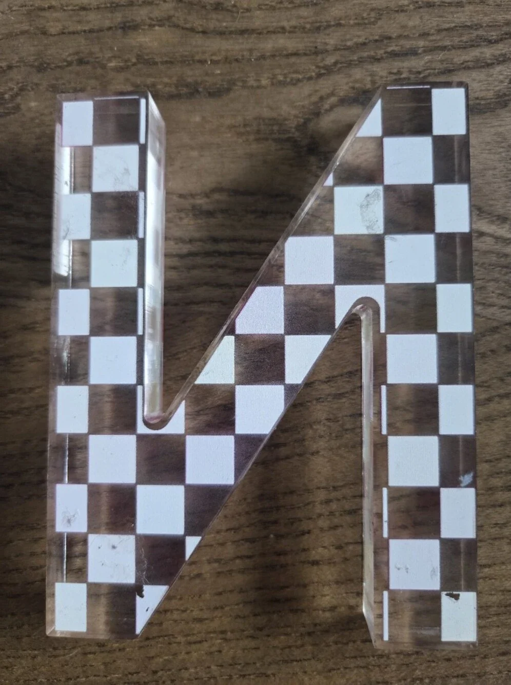 Decorative Acrylic Letter N with Multicolor Checker Pattern
